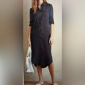 Anthropologie Maeve Charcoal Midi Shirt Dress